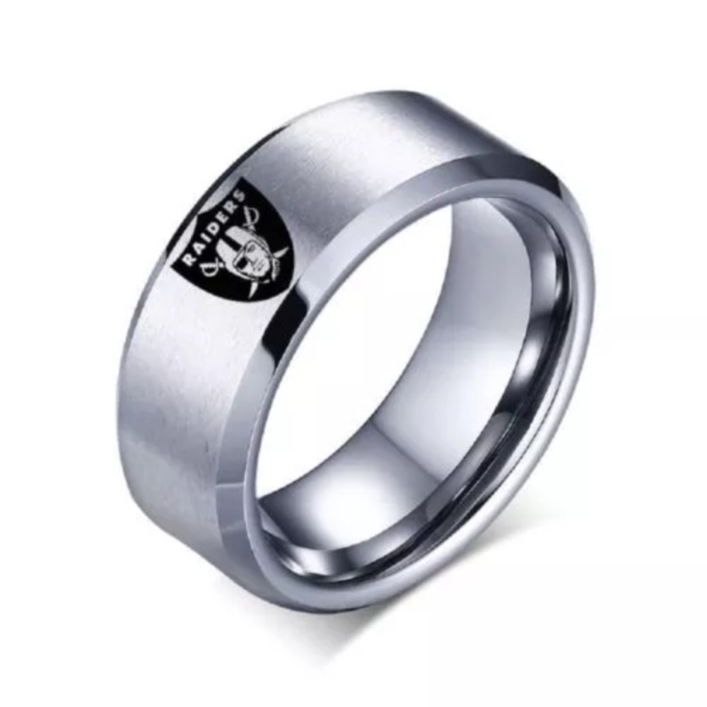 Silver Stainless Steel Oakland Raiders Ring - Picture 2 of 2